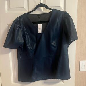 NWT Ann Taylor Faux Leather Top